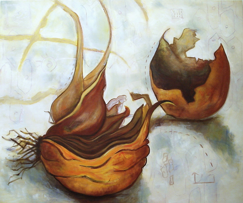 Dying Onion half, 12ft by 8ft Oil painting on Canvas